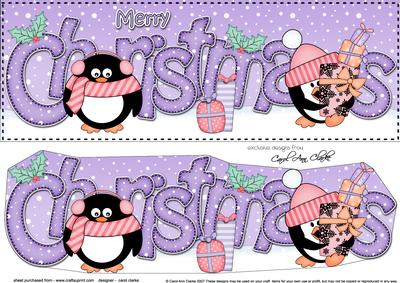 Large Dl Christmas Cute Penguins Quick Card 3D Decoupage