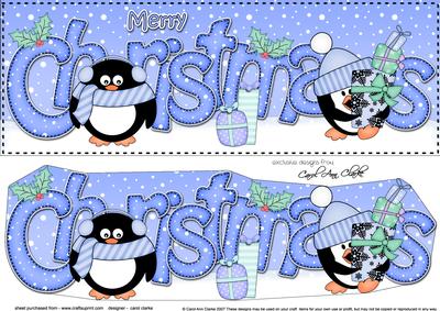 Large Dl Christmas Cute Penguins Quick Card 3D Decoupage