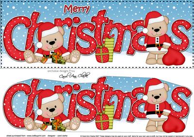 Large Dl Christmas Livvy Bear Quick Card 3D Decoupage