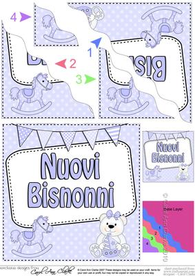 Italian New Baby Boy Great Grandparents Wavy Corner Stacker