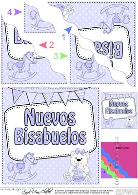 Spanish New Baby Boy Great Grandparents Wavy Corner Stacker