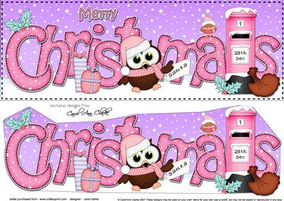 Large Dl Christmas Little Hoot Owl Postbox 3D Decoupage