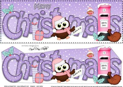 Large Dl Christmas Little Hoot Owl Postbox 3D Decoupage