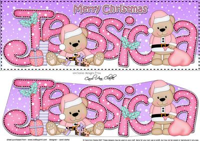 Xmas Jessica Livvy Bear Large Dl & 3D Decoupage