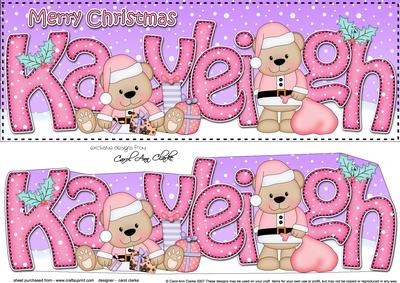 Xmas Kayleigh Livvy Bear Large Dl & 3D Decoupage
