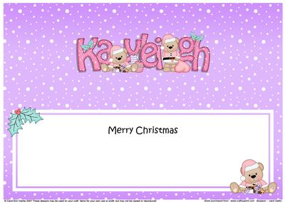 Xmas Kayleigh Livvy Bear Matching Large Dl Insert