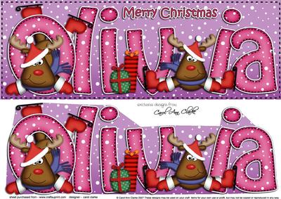 Xmas Olivia Rudolph Large Dl & 3D Decoupage