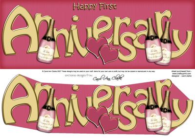 Large Dl First Anniversary Champagne 3D Decoupage