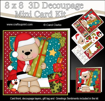 8x8 Livvy Bear & Penguin Presents Mini Kit 3D Decoupage