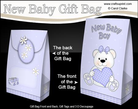 3D New Baby Boy Teddy Gift Bag Mini Kit
