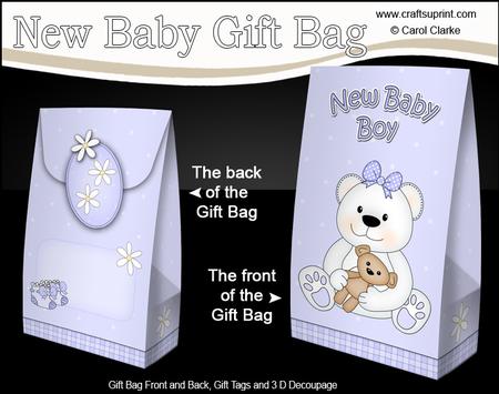 3D New Baby Boy Teddy Gift Bag Mini Kit