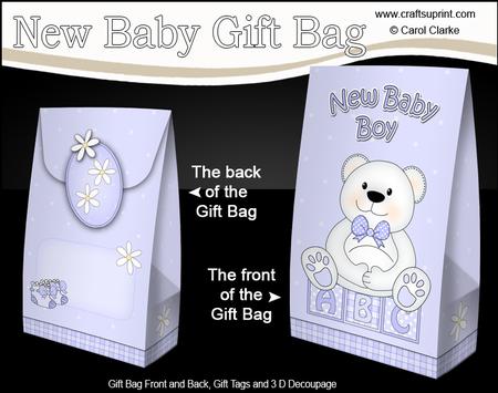 3D New Baby Boy Teddy Gift Bag Mini Kit