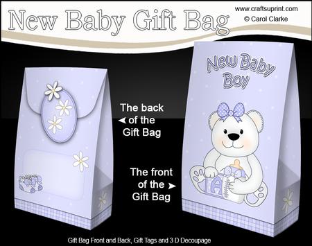 3D New Baby Boy Teddy Gift Bag Mini Kit