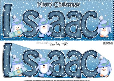 Xmas Isaac Penguins Large Dl & 3D Decoupage