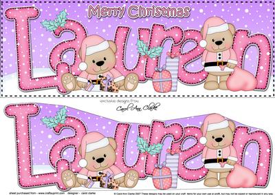 Xmas Lauren Livvy Bear Large Dl & 3D Decoupage