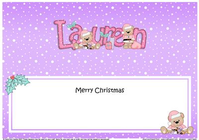 Xmas Lauren Livvy Bear Matching Large Dl Insert