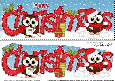 Large Dl Christmas Owls Quick Card 3D Decoupage
