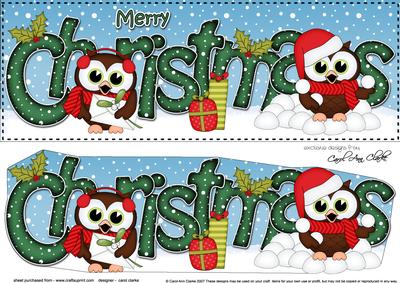 Large Dl Christmas Owls Quick Card 3D Decoupage