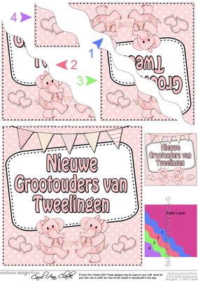 Dutch New Baby Grandparents of Twins Wavy Corner Stacker