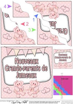 French New Baby Grandparents of Twins Wavy Corner Stacker