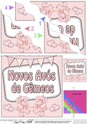 Portuguese New Baby Grandparents of Twins Wavy Stacker