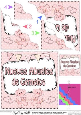 Spanish New Baby Grandparents of Twins Wavy Stacker