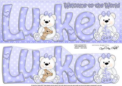 Large Dl Welcome to the World Luke Quick Card 3D Decoupage