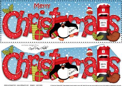 Large Dl Christmas Pip Pengin Postbox 3D Decoupage