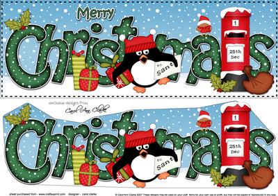 Large Dl Christmas Pip Pengin Postbox 3D Decoupage