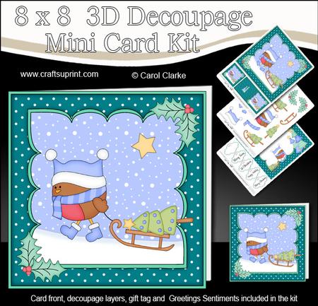 8x8 Xmas Bobbin Robin Bringing Home the Tree Mini Kit