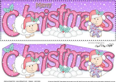 Large Dl Christmas Little Lambs Quick Card 3D Decoupage