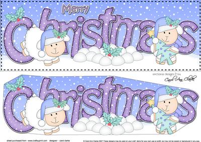 Large Dl Christmas Little Lambs Quick Card 3D Decoupage