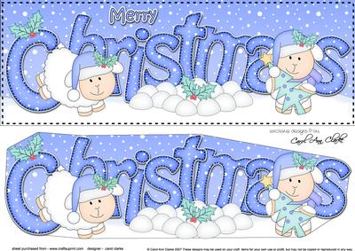 Large Dl Christmas Little Lambs Quick Card 3D Decoupage