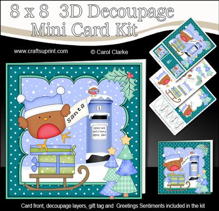 8x8 Xmas Bobbin Robin Letter for Santa Mini Kit 3D Decoupage