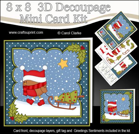 8x8 Xmas Bobbin Robin Bringing Home the Tree Mini Kit