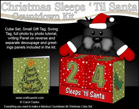 3D Hamish Scottie Dog Sleeps 'til Santa Countdown Cube Set