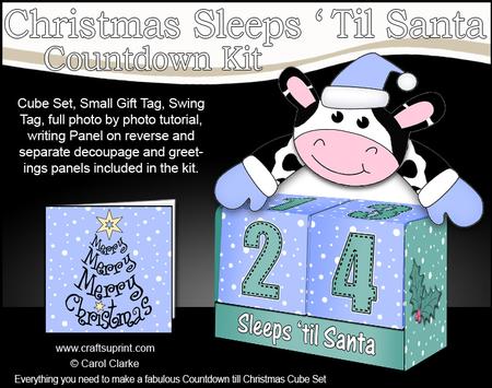 3D Milly Moo Cow Sleeps 'til Santa Countdown Cube Set