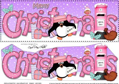 Large Dl Christmas Pip Pengin Postbox 3D Decoupage