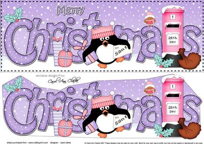 Large Dl Christmas Pip Pengin Postbox 3D Decoupage