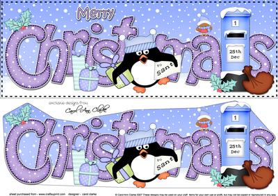Large Dl Christmas Pip Pengin Postbox 3D Decoupage