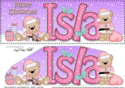 Large Dl Xmas Isla Livvy Bear 3D Decoupage