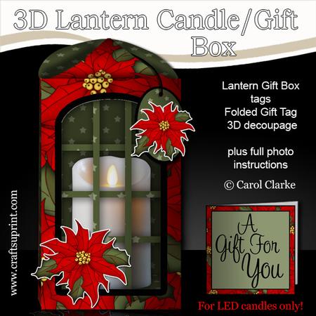 3D Xmas Poinsettia Lantern Candle/gift Box Kit