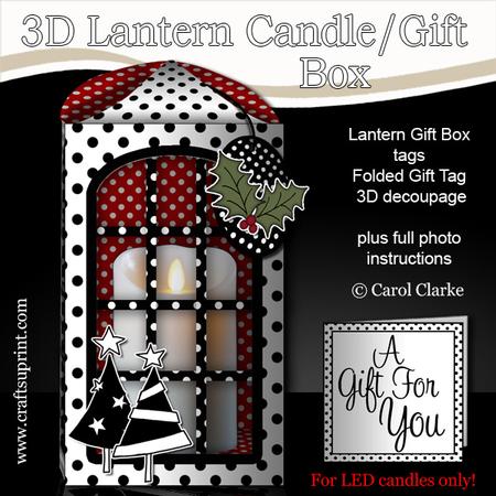 3D Xmas Trees & Holly Lantern Candle/gift Box Kit