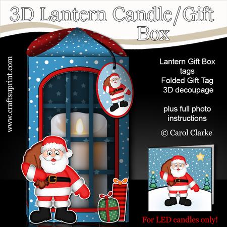 3D Xmas Santa Lantern Candle/gift Box Kit