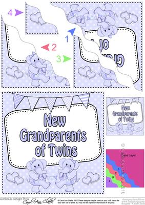 New Baby Grandparents of Twins Wavy Corner Stacker