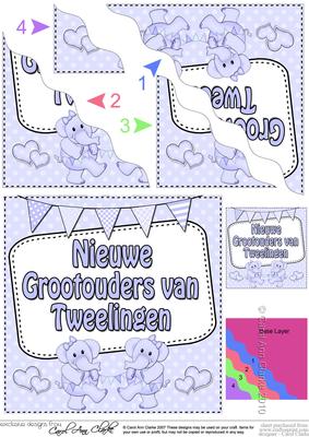 Dutch New Baby Grandparents of Twins Wavy Corner Stacker