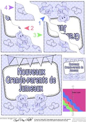 French New Baby Grandparents of Twins Wavy Corner Stacker