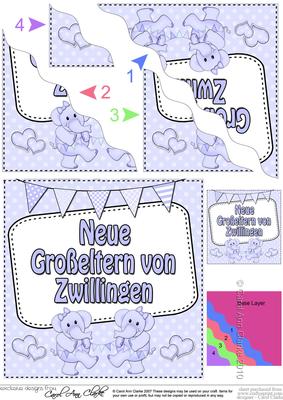 German New Baby Grandparents of Twins Wavy Corner Stacker