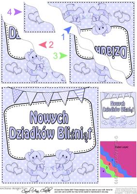 Polish New Baby Grandparents of Twins Wavy Corner Stacker