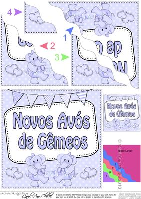 Portuguese New Baby Grandparents of Twins Wavy Corner